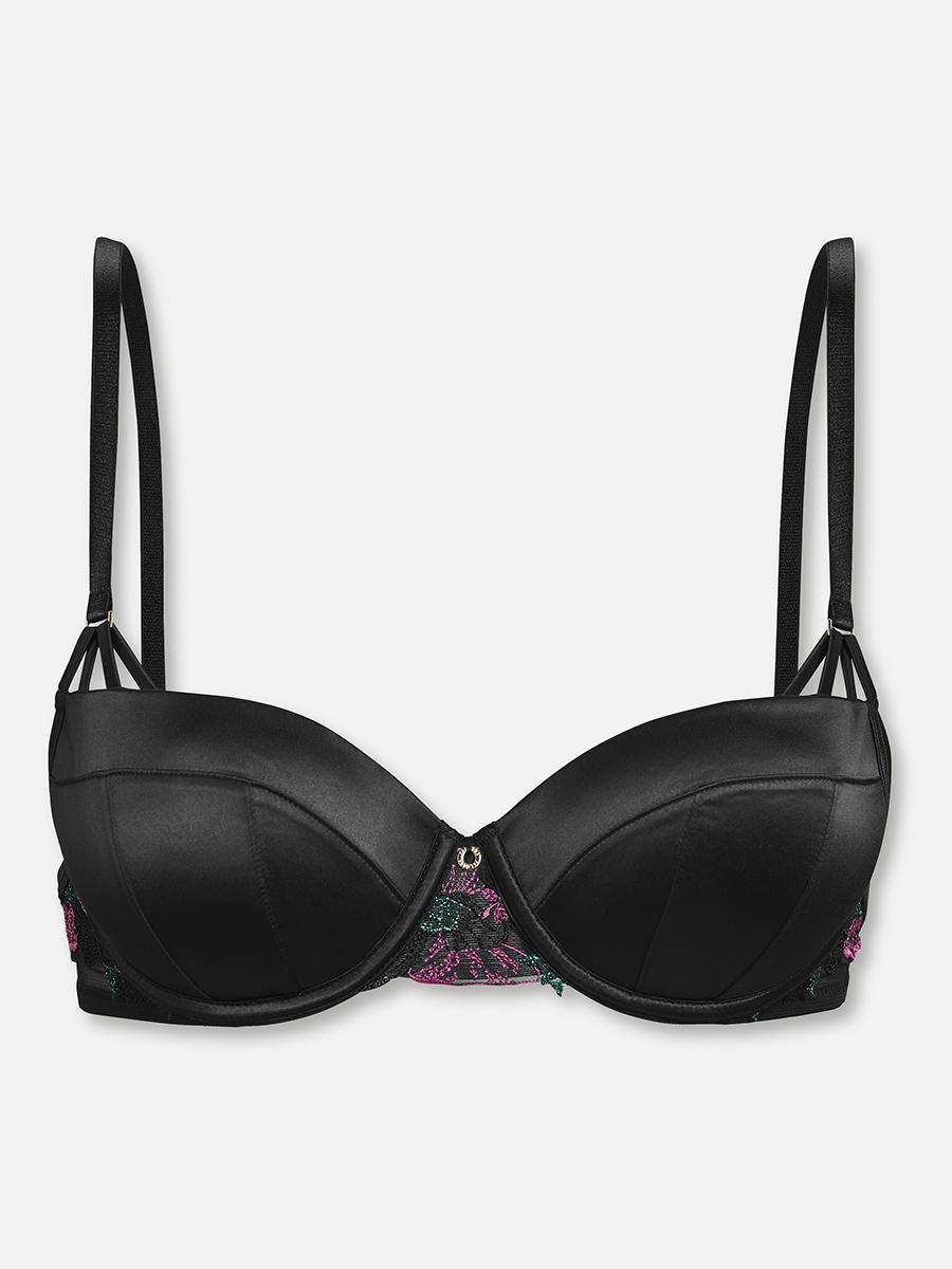 Botanic Bloom - Push-Up Bügel BH - Black