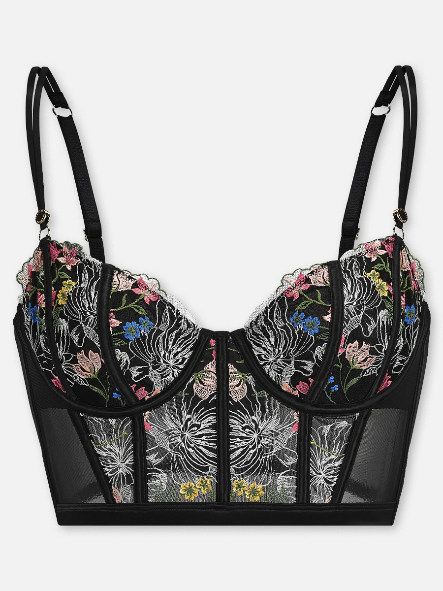 Midnight Garden - Bralette Bügel BH - Schwarz-Bunt