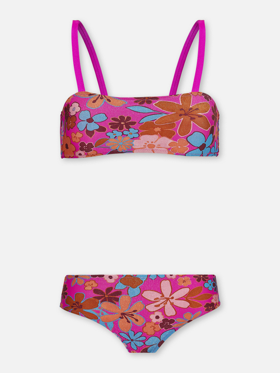 Flower Shimmer - Kinder Bikini-Top & Minislip - Pink-Bunt