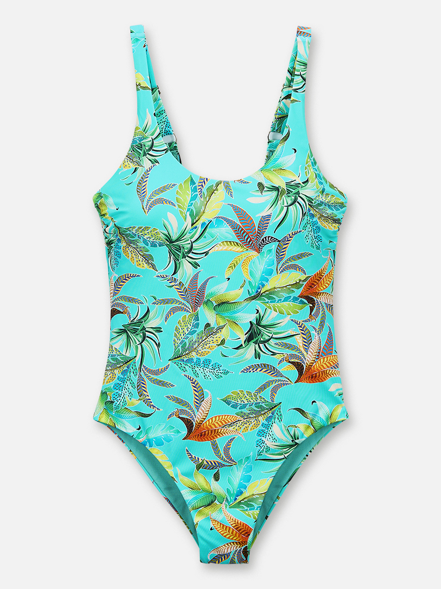 Aqua Flowers - Badeanzug - Turquoise