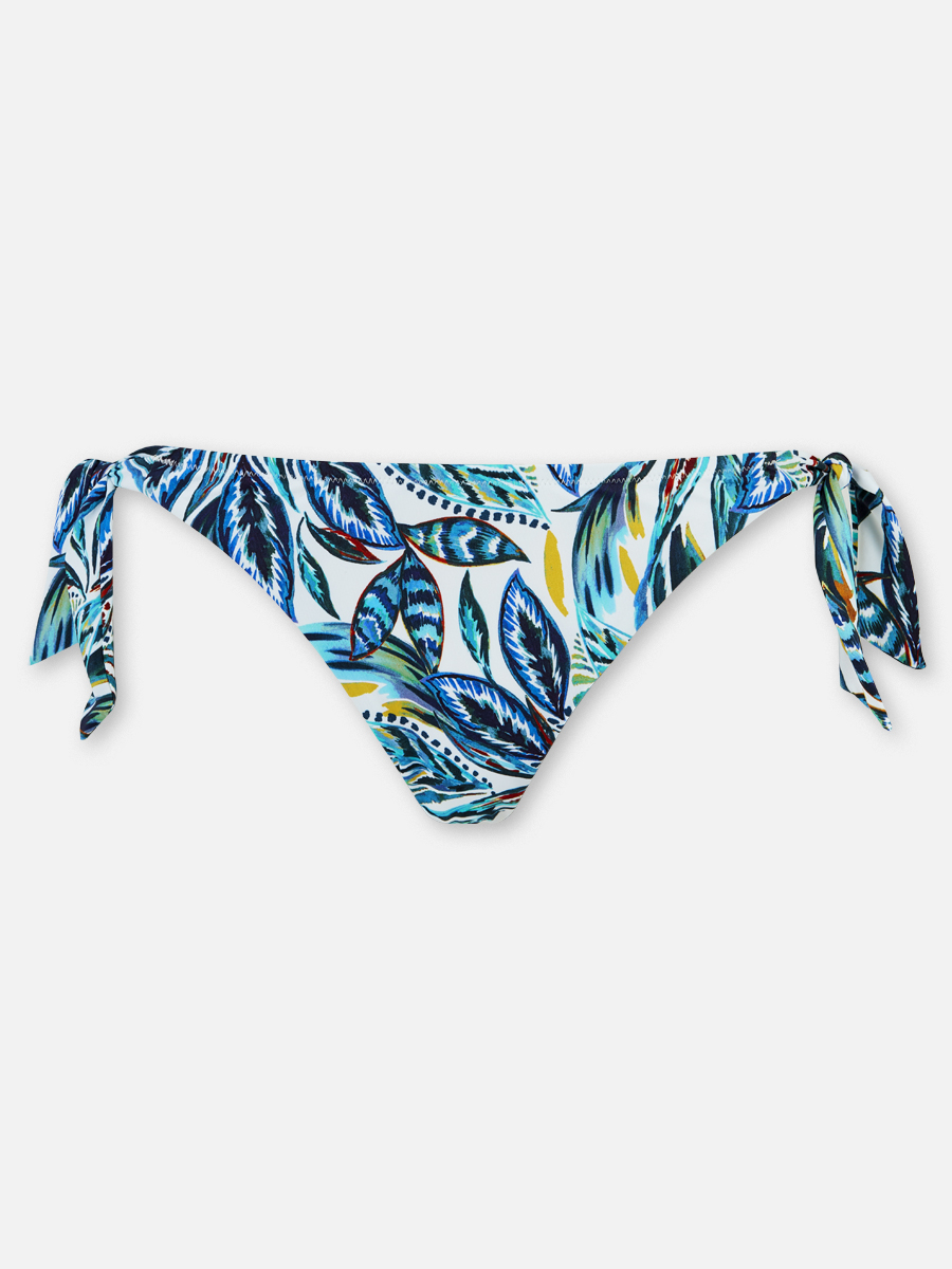 Jungle Leaves - Bikini-Hose Tanga - Blau-Bunt