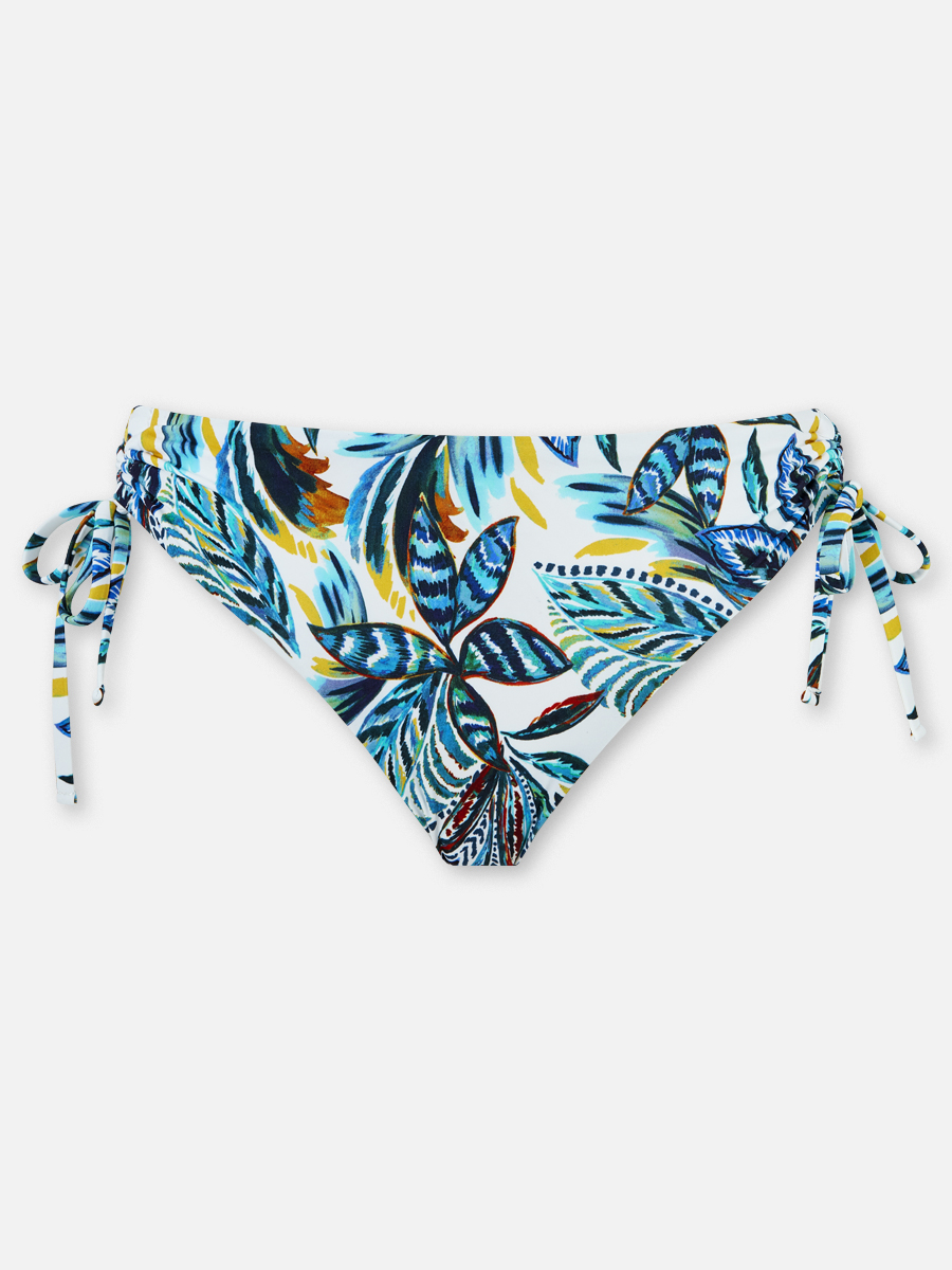 Jungle Leaves - Bikini-Hose Midislip - Blau-Bunt