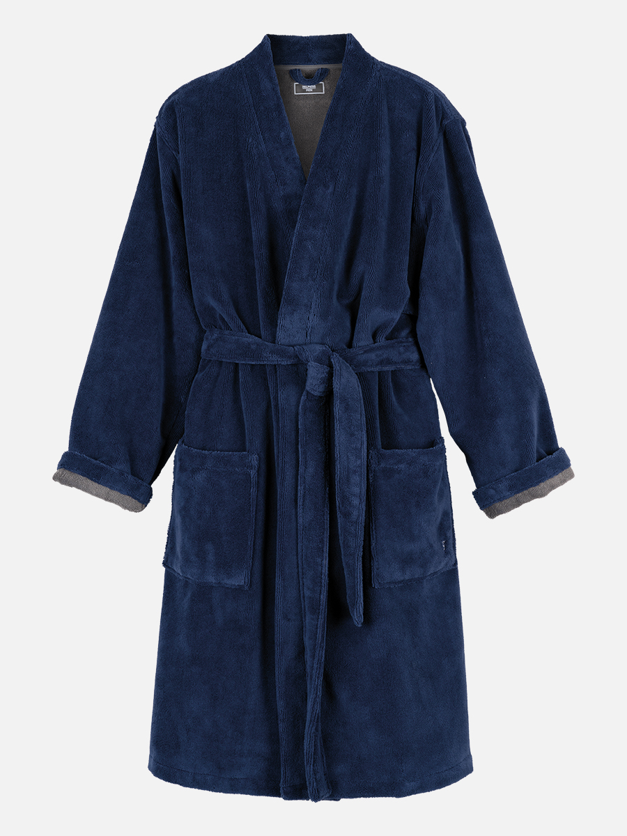 Weekend Robe - Bademantel - Dunkelblau-Grau